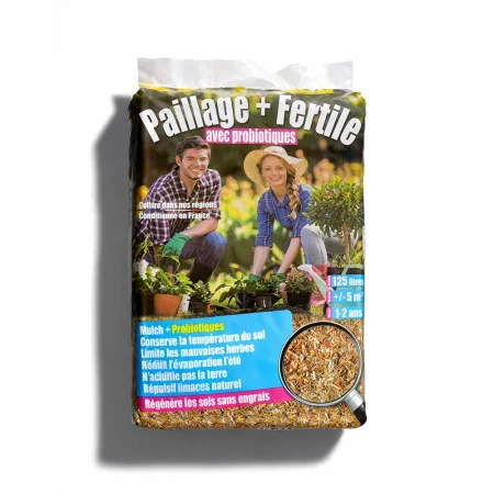 Paille Défibrée de Roseau Enrichies en Probiotiques - Paillage + Fertile® (Sac de 125L)