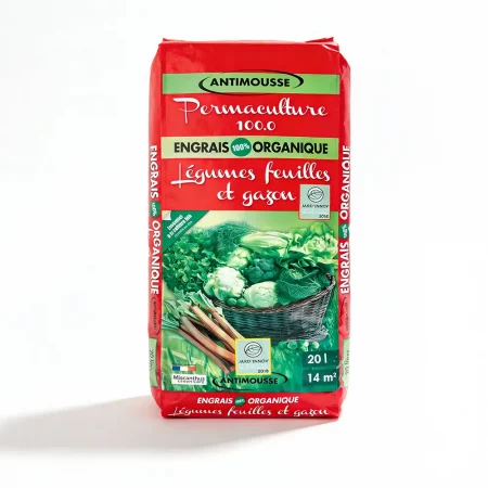 Engrais Organique en Granulés pour Légumes Feuilles et Gazon - Permaculture 100.0® (Sac de 20L)