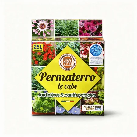 Terreau de Fibre de Roseaux et Coco pour Jardinières & Carrés Potagers - Permaterro® (Cube de 25L)