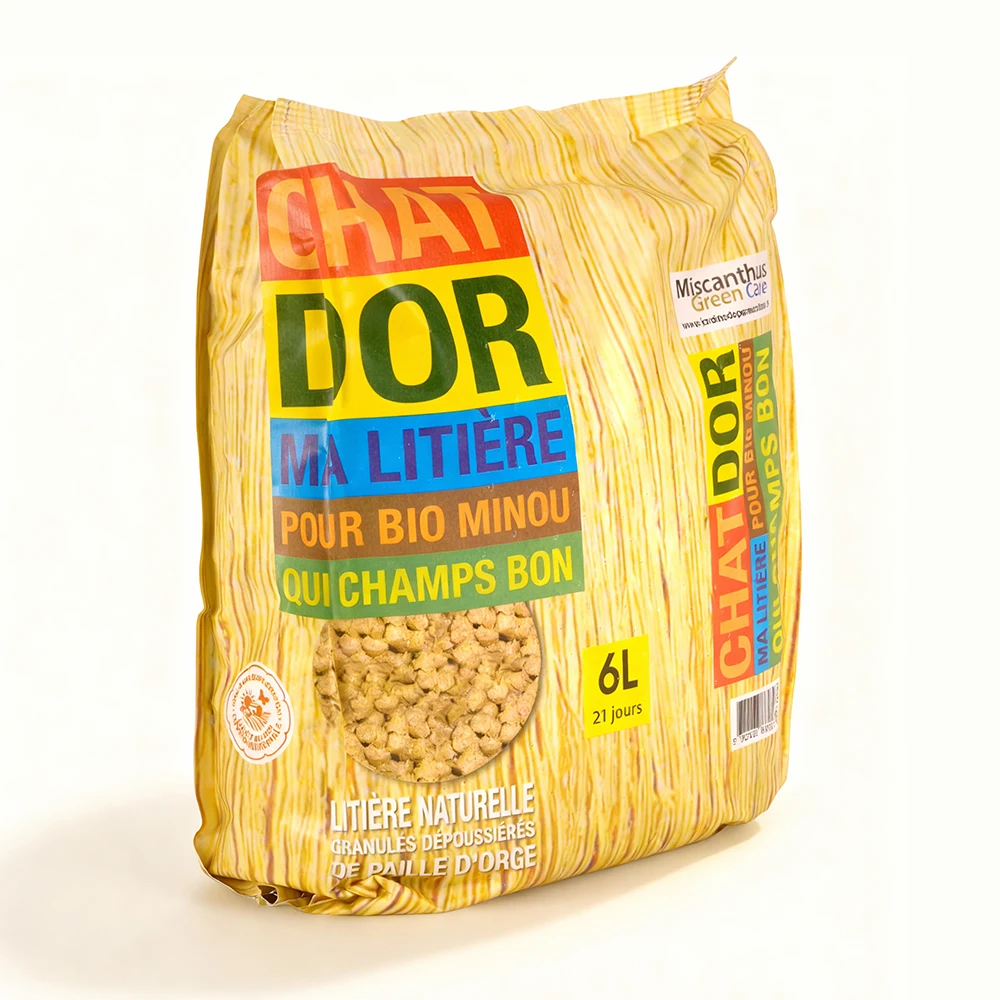 Litière Végétale en Paille d’Orge pour Chat – Chat d&rsquo;Or® (Sac de 6L)